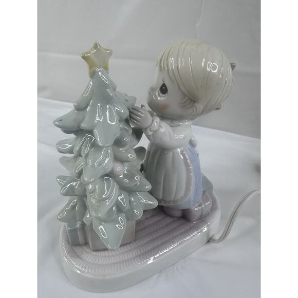 Enesco Precious Moments Girl Decorating Christmas Tree Night Light Ceramic X-mas - Picture 4 of 8